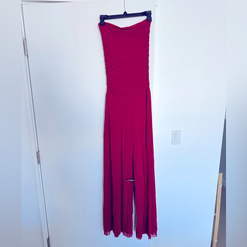 Fuzzi red strapless jumpsuit